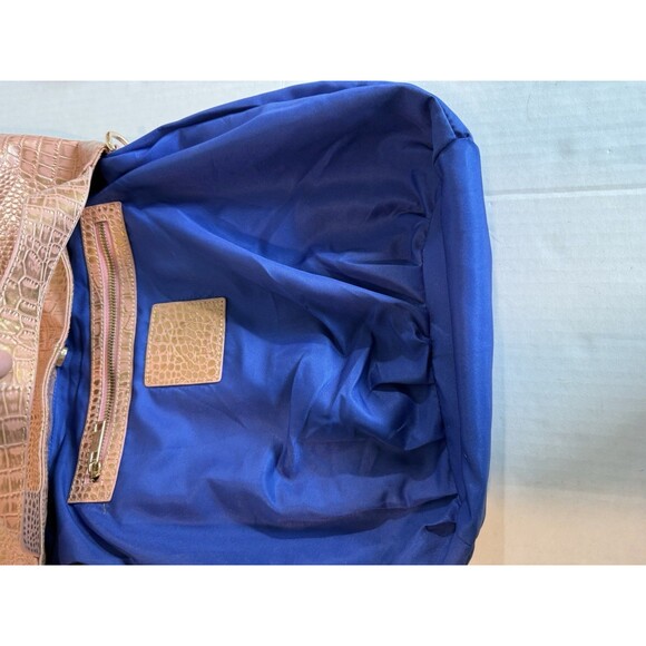 Tabelina Large Shoulder Bag Crossbody Hobo Rose Pink/Gold Croc Like Valentina - Picture 7 of 16